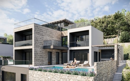 Sale of luxury three-level villas under construction with panoramic sea view Tudorovići, Budva