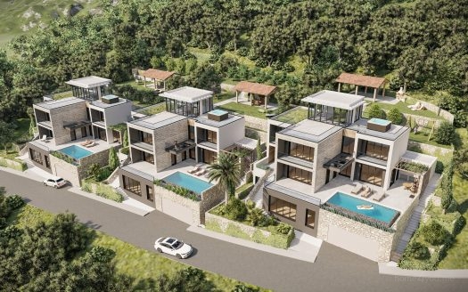 Sale of luxury three-level villas under construction with panoramic sea view Tudorovići, Budva