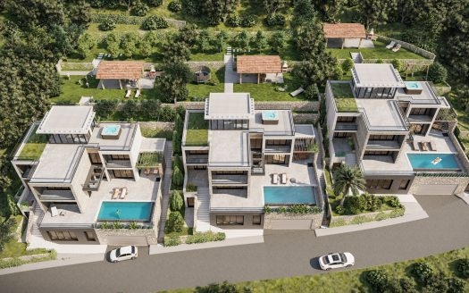 Sale of luxury three-level villas under construction with panoramic sea view Tudorovići, Budva